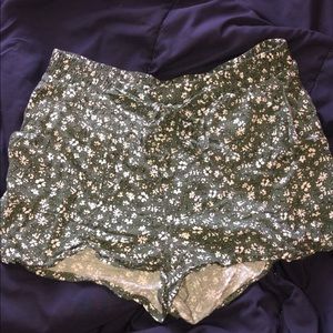 Green floral shorts!